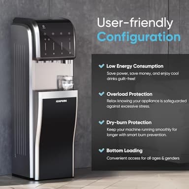 ICEPURE 5-in-1 Water Cooler with Ice Maker, Bottom Load for 5 Gallon Bottle, WIFI, Bullet and Crushed/Chewable Ice, 35lbs/24H, Hot and Cold Water, Water Dispenser Built-in Ice Machine, Stainless Steel - Image 7