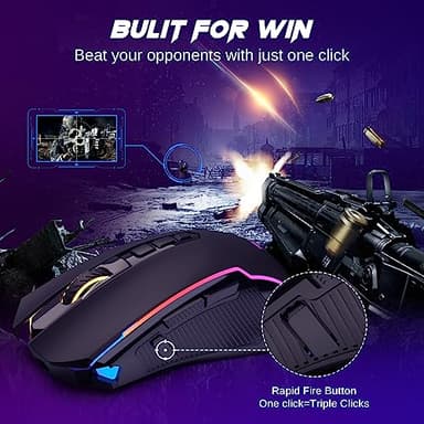 Redragon Wireless Gaming Mouse, Tri-Mode 2.4G/USB-C/Bluetooth Mouse Gaming, 12000 DPI, RGB Backlit, Fully Programmable, Rechargeable Wireless Computer Mouse for Laptop PC Mac, Black - Image 5