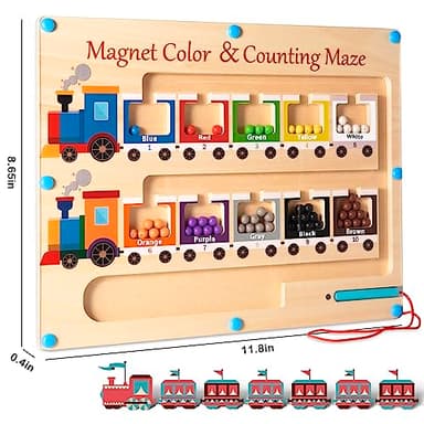 Magnetic Color and Number Maze Board Wooden Montessori Fine Motor Skills Toys for 3 4 Year Old Preschool Learning Activities Classroom Must Haves Sorting Travel Toys for Toddlers Boys Girls - Image 6