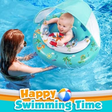 Baby Pool Float with Canopy UPF50+ Sun Protection, Inflatable Kids Pool Floats with Toy Play Console for Baby 6-36 Months, Infant Swimming Float with Adjustable Safety Seat for Boys Girls - Image 6