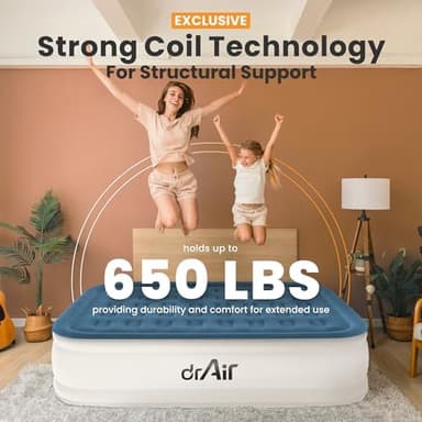 Queen Air Mattress, 18” Raised Inflatable Bed with Built-in Pump, Waterproof Velvety Top, Ergonomic Design, Reinforced Support, and Carry Bag for Home, Camping, and Guests - Image 5