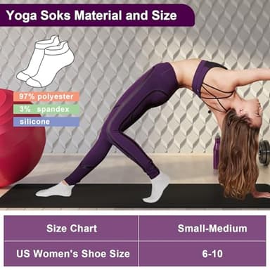 Amrules 6 Pairs Breathable Women's Yoga Socks with Grippers Anti-Slip Sports Pilates Socks Suitable for Barre, Dance, Hospital, Home Use - Image 2