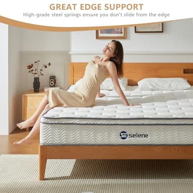 Selene Bedding Queen Mattresses, 12 Inch Mattress Queen Size with Pocket Spring and Memory Foam for Pressure Relief, Motion Isolation, Edge Support, Medium Firm Mattress in a Box, CertiPUR-US, White - Image 6