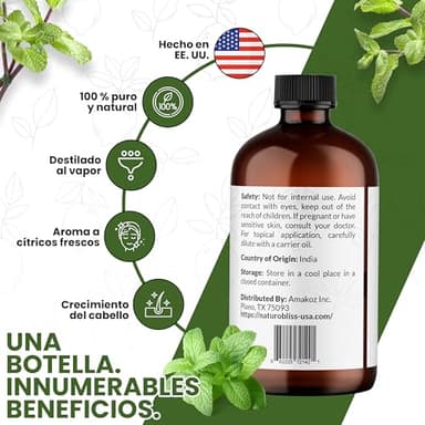 NaturoBliss Peppermint Essential Oil, 100% Pure and Natural Therapeutic Grade, Premium Quality Peppermint Oil, 4 fl. Oz - Perfect for Aromatherapy and Relaxation - Image 7