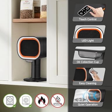 Portable Range Hood - 4-Speed Adjustable Exhaust Fan with Telescoping Height & 40° Tilt Low Noise 52dB, Large-Caliber Aluminum Filter + Oil Cup & 10 Carbon Cotton Filters for Indoor BBQ/Hot Pot/RV - Image 8