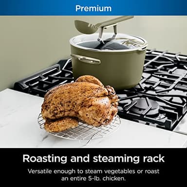 Ninja CW202GN Foodi NeverStick PossiblePot, Premium Set with 7-Quart Capacity Pot, Roasting Rack, Glass Lid & Integrated Spoon, Nonstick, Durable & Oven Safe to 500°F, Olive Green - Image 9