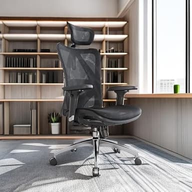 SIHOO M57 Ergonomic Office Chair with 3 Way Armrests Lumbar Support and Adjustable Headrest High Back with Tilt Function (Black) - Image 6