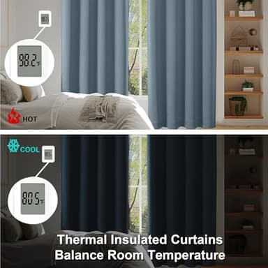 Simplebrand Ava Stone Blue Blackout Curtains for Bedroom 84 Inch Length 2 Panels Set, Solid Thermal Insulated Privacy Living Room Window Treatment Curtains Blackout Drapes, W40 x L84 Inch, Stone Blue - Image 6