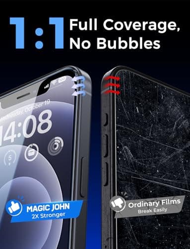 MAGIC JOHN 2 Pack for iPhone 12/iPhone 12 Pro 6.1 inch Tempered Glass Screen Protector, Auto Dust-Elimination Installation, Bubble Free, HD Clear, Easy Installation - Image 7