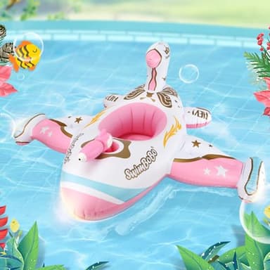 Swimbobo Toddler Pool Float with Seat Boat Inflatable Ride-on Airplane Baby Floatie for Kids Outdoor Toys(Pink Airplane) - Image 5