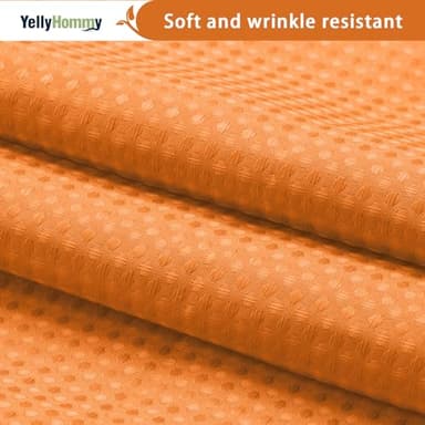 YellyHommy No Hook Shower Curtain with Snap in Liner Set Less Time Waffle Shower Curtain for Bathroom 75" L x 72" W Orange - Image 8