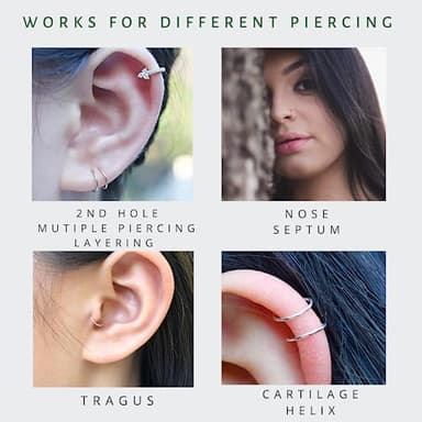 14K Gold Filled Small Hoop Earrings for Cartilage Nose, Tiny Thin 7mm Piercing Hoop Ring 22 Gauge - Image 6
