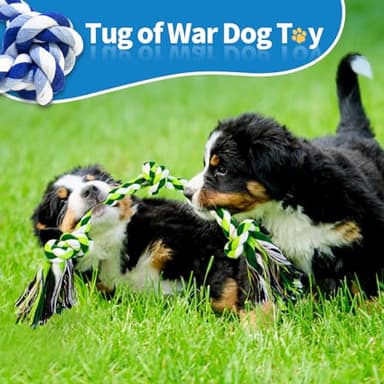 WDZZHOT [2 Pack] Dog Rope Toys, Dog Chew Toy for Medium and Small Dogs, 3 Knots Heavy Duty Puppy Rope Toy, 100% Cotton Tug of War Dog Toys for Boredom, Teeth Cleaning - Image 5
