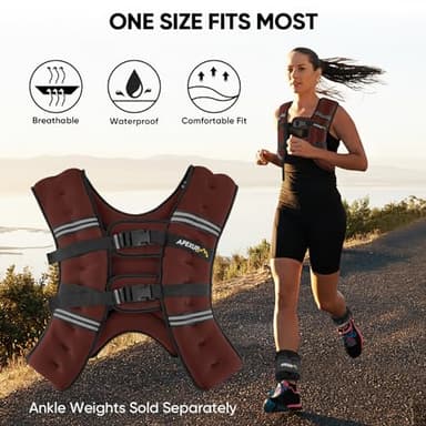 APEXUP Weighted Vest with 5lbs/10lbs/15lbs/20lbs/25lbs/30lbs Weights and Reflective Stripe, Weight Vest Men Women for Workout, Strength Training, Running (Claret, 20lbs) - Image 5