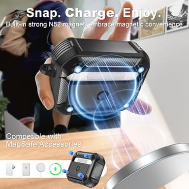 RFUNGUANGO Compatible with AirPods Pro 3rd Generation Protective Case with Phone Holder Compatible with Back Magnetic Suction Function Suitable for AirPods Pro 3 Protective Case-Black - Image 4