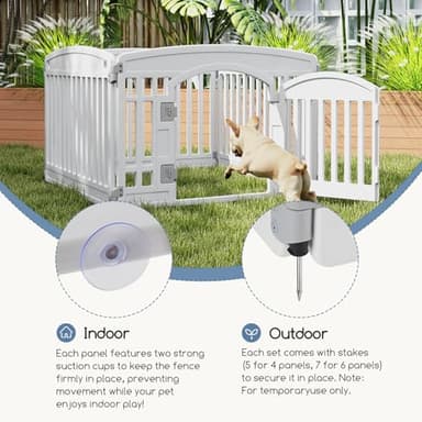 SMUG Plastic Dog Playpen | 4-Panel 24" Safe & Secure Indoor/Outdoor Pet Fence | Folding & Portable | Ideal for Small Dogs | Easy to Clean （White） - Image 3