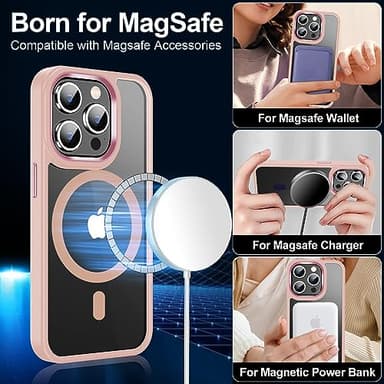 Temdan Designed for iPhone 15 Pro Case, [Compatible with Magsafe][Anti-Yellowing][Military-Grade Protection] Shockproof Protection Slim Sleeve Cover, Clear Pink - Image 4