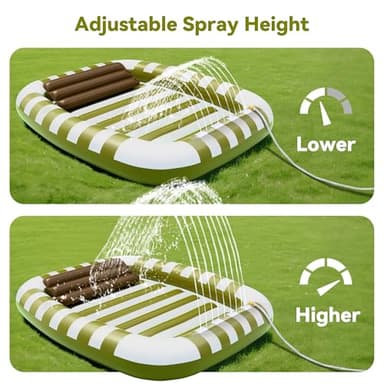 Pool Wave Inflatable Pool Lounger Floats, 80" x 66" Large Tanning Bed for Adult Kids, Outdoor Sun Bathing Floating Blow up Raft W/Pillow, Spray Water Mat, Summer Beach Lake Family Party Gift - Green - Image 2