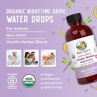USDA Organic Nighttime Gripe Water for Babies by MaryRuth's | Herbal Blend for Little Tummies | Baby Essentials | Ages 0+ | Ginger Root | Lemon Balm | Fennel Seed | Vegan | 4 oz | 30-60 Servings - Image 9