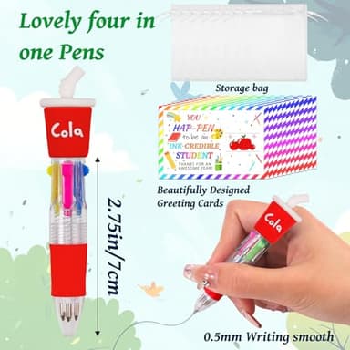 30 Set Cute Multicolor Pens in One 4-in-1 Fun Pens Bulk with 30 Gift Cards for Kindergarten Party End of Year Student Gift Bulk Office School Exchange Gifts - Image 2