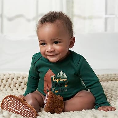 Gerber Baby Boys 6-Pack Long-Sleeve Onesies Bodysuit, Fox, 12 Months - Image 7