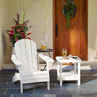 HZLBZYON BZY Adirondack Outdoor Side Table - 16.5" Square 2-Tier Patio Table with Weatherproof HDPE Material | All-Weather, Low Maintenance Furniture for Poolside, Porch, Deck - Image 6