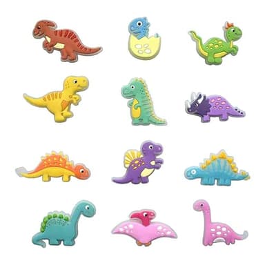 Hilikol 18 Pcs Glow In The Dark Dinosaur Shoe Charms, Dino Shoe Charm for Adults Kawaii Cartoon Dino Cute Accessories Pins - Image 5