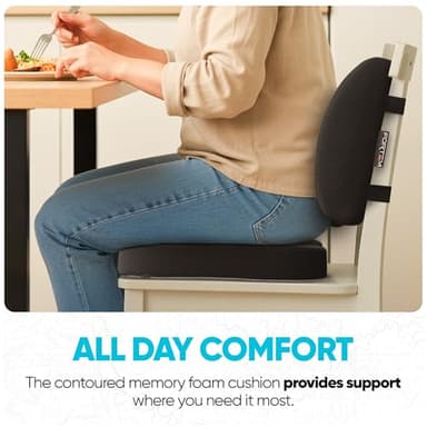 FORTEM Office Chair Cushion and Back Support for Office Chair, Lumbar Support Pillow, Memory Foam, Non Slip Sitting and Back Rest for Gaming, Car Seat Cushion, Chair Pad - Image 8
