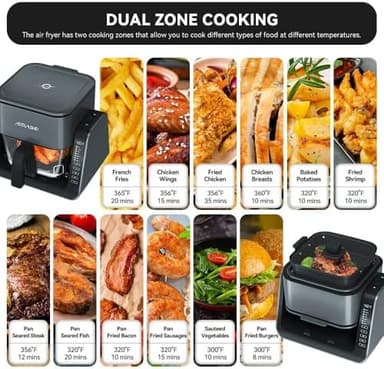Astralship 2-in-1 Glass Air Fryer & Grill Combo, 4.2 QT + 1.3 QT Capacity, 7 Digital Presets, Small, Non-Toxic See-Through Glass Bowl, Low-Oil Healthy Cooking, Easy to Clean, Multi-Function Design - Image 7