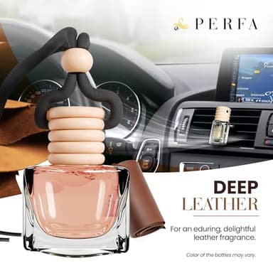 Deep Leather Car Air Freshener for Men | Pack of 2 Long Lasting Automotive Air Freshener | Odor Eliminator Car Perfume with Essential Oils | Car Air Freshener Vent Clip by Perfa - Image 2