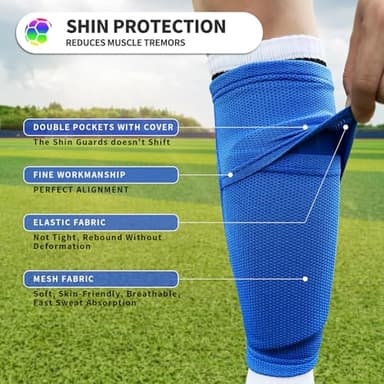 ATHCISE Kids Youth Soccer Shin Guards with Sleeves, Slip in Shinguards Soccer Shin Pads for 3-15 Years Old Boys Girls Child Teens - Image 5