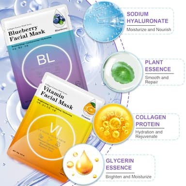 VESPRO 144 Pack Collagen Essence Sheet Facial Masks, Bulk Sheet Masks for Face, Hydrating Facial Masks for All Skin Types, Moisturizing and Soothing, Natural Skincare Spa Face Mask - Image 3