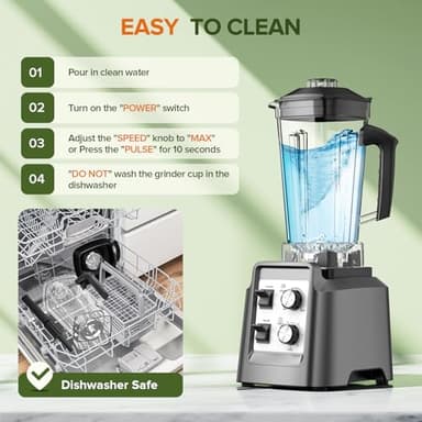 Blenders for Kitchen, Smoothie Blender with Timer - Countertop Blenders with 68oz Dishwasher-Safe Pitcher, Ice Crushing & Frozen Fruit, BPA Free - Image 6