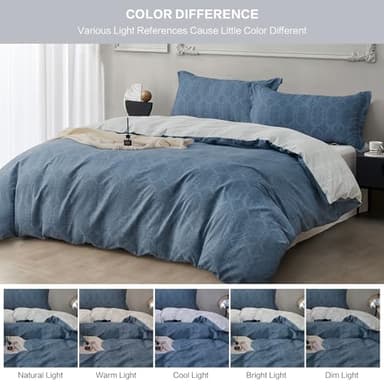 SAPHREAS Duvet Cover Queen Size Dark Blue Geometric Pattern Duvet Cover Set 3pcs Cotton Soft Bedding Comforter Cover 1 Duvet Cover 90"x90" and 2 Pillow Shams 20"x26" - Image 6