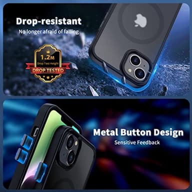 CACOE Magnetic Case for iPhone 13 & iPhone 14 6.1 inch-Compatible with MagSafe & Magnetic Car Phone Mount,Anti-Fingerprint TPU Thin Phone Cases Cover Protective Shockproof (Matte Black) - Image 7