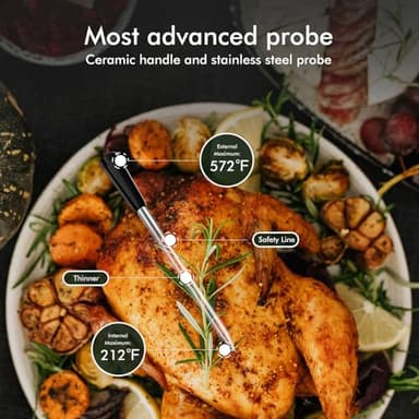 Smart Wireless Meat Thermometer 4 Probes, Bluetooth Food Thermometer, Remote Tracking and Real-Time Readings from Apps, for iOS and Android, for BBQ, Grill, Smoker, Nigogor Heat-Resistant Probes - Image 3