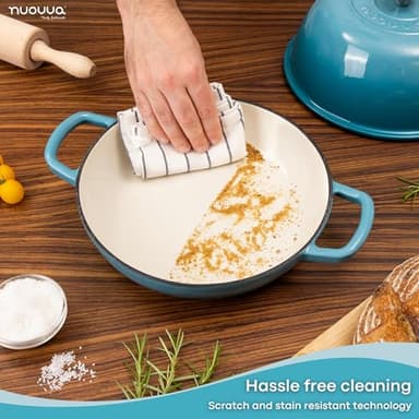 Enamelled Cast Iron Dutch Oven Pot – Dutch Oven For Sourdough Bread Baking – Cast Iron Bread Pot – Blue, 6 Quarts, 26cm – by Nuovva - Image 6