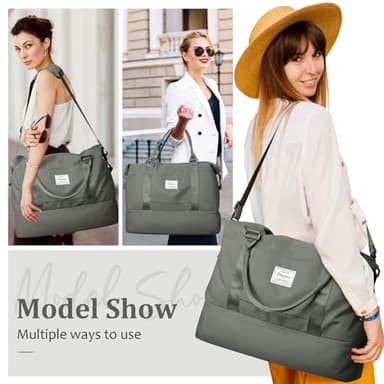 Weekender Bags for Women,Personal Item Travel Bag with Shoes Compartment,Overnight Travel Duffel Bag with Toiletry Bag - Image 2