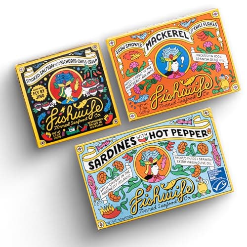 Fishwife Spicy Hot Trio (FBJ Salmon, Mackerel, Sardines with Hot Pepper) 3-Pack | Gluten Free, High Protein | Wild-Caught and Hand-Packed - Image 1