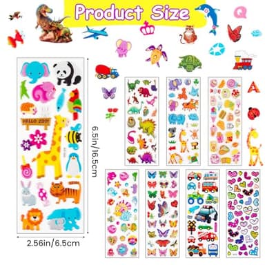 Habett 3D Stickers for Kids & Toddlers, 500+ 3D Puffy Stickers Including Animals, Letters, Numbers, Dinosaurs, Cars and More for Boys, Girls, Teachers, Reward, Craft Scrapbooking - Image 6