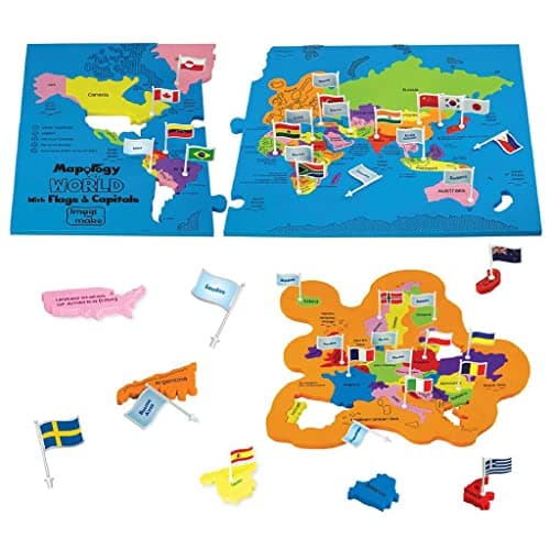 Imagimake Mapology World Map Puzzle - Includes Country Flags & Capitals | Fun Jigsaw Puzzle Kids Ages 5-8 | Educational Toys for Ages 8-13 | Geography Gifts for Girls & Boys 5, 6, 7, 8, 9, 10, 11, 12 - Image 1