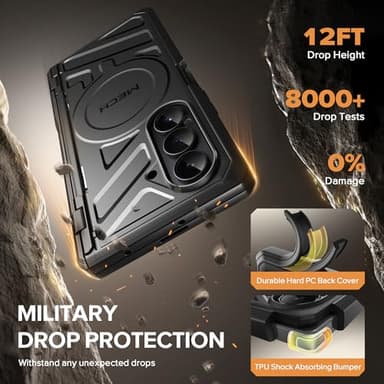 TONGATE for Galaxy Z Fold 7 Case with Privacy Screen Protector, [Compatible with MagSafe][Anti Spy] Shockproof Phone Case, Built-in Stand & Belt Clip & Hinge Cover for Samsung Z Fold 7 2025 8", Black - Image 5