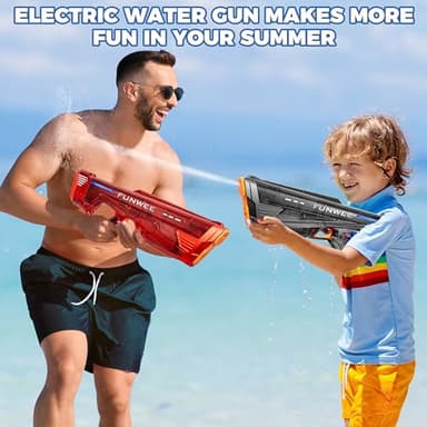 Funwee 2 Pack Electric Water Gun for Kids Adults, Powerful Automatic Squirt Gun, High Powered Shooting 100+ Times, Long Range Auto Water Blaster, Pool Outdoor Water Toy(Transparent Red+Black) - Image 6