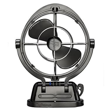 SEEKR Sirocco II™ Fan from by Caframo. 12V/24V Auto-Sensing DC, Omnidirectional Low-Power Draw Fan for Boats and RVs. Hardwire Installation Required. Made in Canada. Black. - Image 1