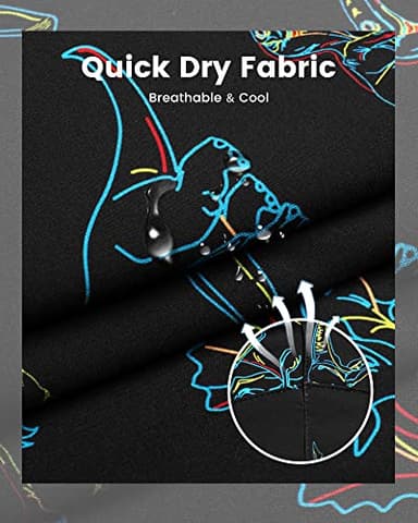 maamgic Mens Swim Trunks with Compression Liner 5" Stretch Athletic Swimming Shorts Quick Dry with Zipper Pockets No-Chafing Board Shorts Black-Colorful Dinosaur S - Image 4