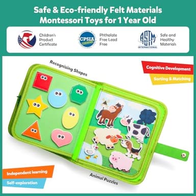 hovikoki Farm Busy Book for Toddlers 1-3 Busybook Montessori Activity Quiet Books for Baby 1 2 Year Old - Image 6