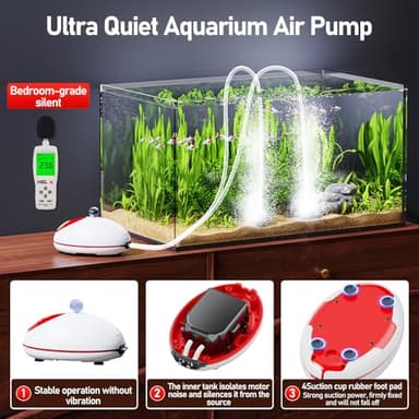 AQUASMITH 1w Ultra Quiet Aquarium Air Pump, Aquarium Aerator Adjustable Airflow, Single Hole Suitable for 20 to 40 GPH Fish Tank - Image 3