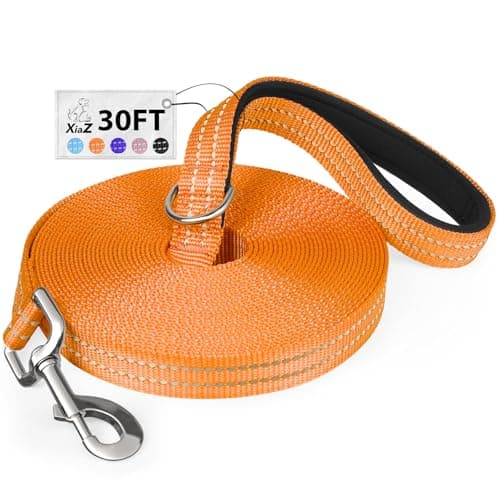 Long Dog Leash XiaZ Training Leashes 10/15/20/30/50/100ft Long Lead for Dogs 30ft Training Leash for Outside Blue 30 Foot Nylon Padded Handle Reflective Hiking Yard - Image 1