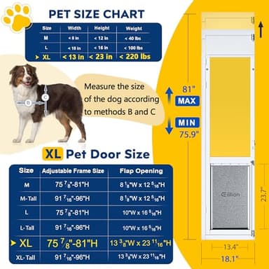 XLarge Dog Door for Sliding Glass Door,Openable Pet Door for Sliding Glass Doors，All-Metal Framed & Panel & Lock,Adjustable 75 7/8" to 81" Slider Height -Extra Large - Image 2