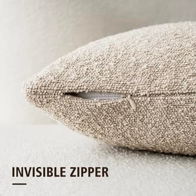 Foindtower Pack of 2, 20 x 20 Inch, Decorative Textured Boucle Throw Pillow Covers Accent Solid Pillow Cases Cozy Soft Couch Cushion Case for Chair Sofa Bedroom Living Room Home Decor, Oatmeal - Image 2
